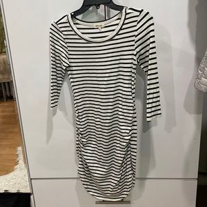 Black and white striped half sleeve dress